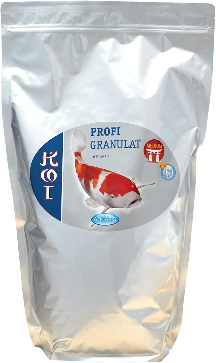 AQUARIS Koi Profigranulat Medium Nourriture pour Carpe Koi 1960 g / 5,6 L - Nourriture Koi favorise la Digestion Saine et la Pigmentation Naturelle grâce à la spiruline - Nourriture Poisson Bassin