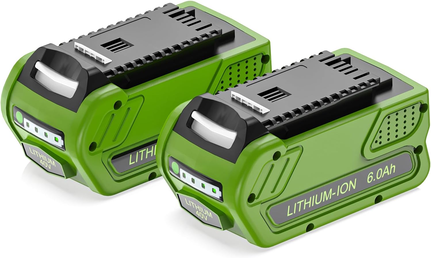 2X 40V 6Ah Remplacement pour Greenworks Batterie G40B5 G40B4 G40B2, Convient pour Greenworks 40V Débroussailleuse Taille Haie Tronçonneuse Aspirateur Souffleur Scarificateur Aérateur Tondeuse à Gazon 2pcs 40V 6Ah