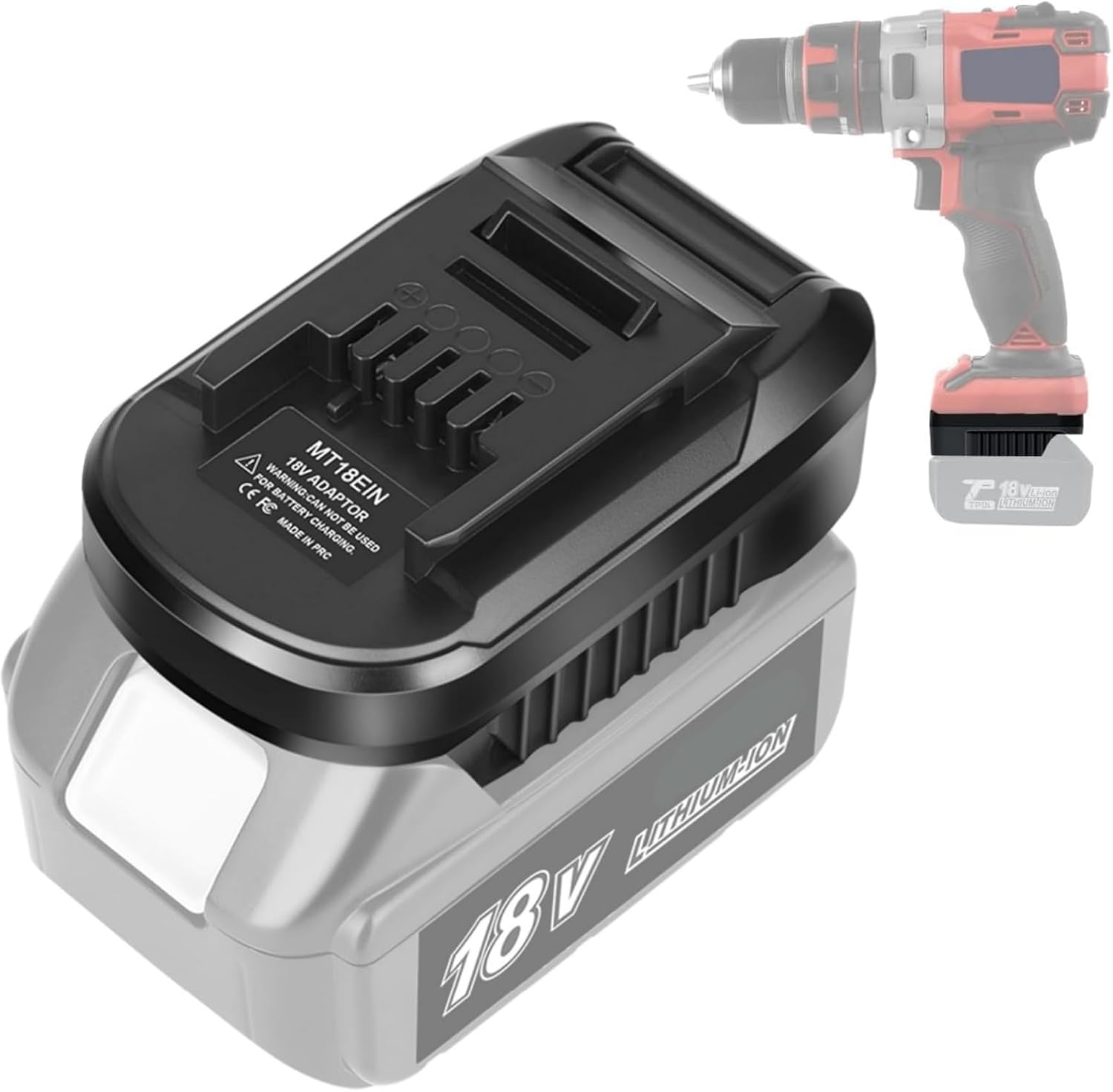 MT18EIN Adaptateur de batterie pour Makita vers Einhell, TEPULAS Adaptateur convertisseur pour batterie Li-ion Makita 18 V à remplacer pour batterie Li-ion Einhell Power X-Change 18 V, fonctionne pour Adaptateur de batterie MT18EIN