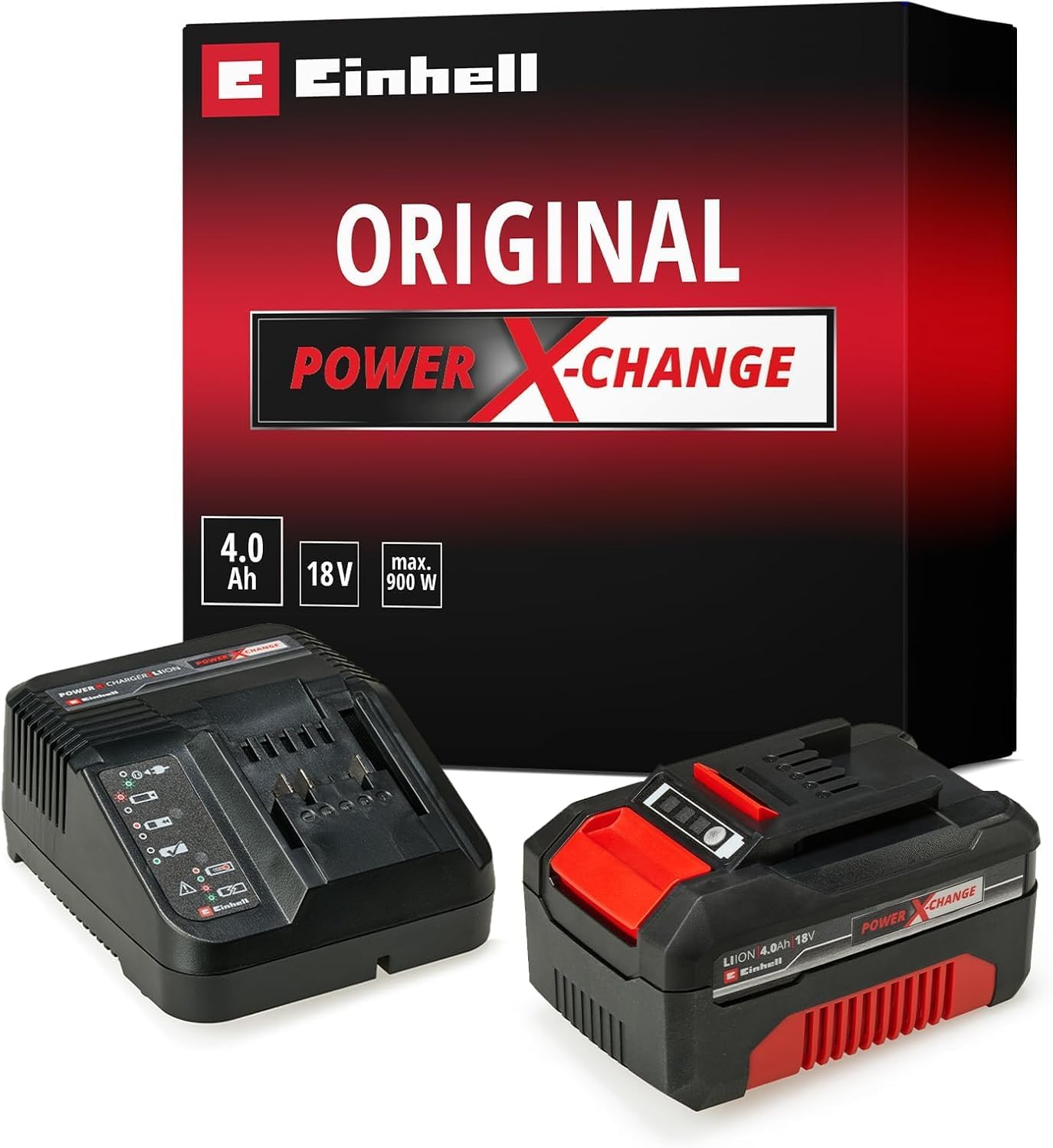 Starter Kit 4,0 Ah Power X-Change (Lithium-Ion, 18V, 1 chargeur + 1 batterie 4,0 Ah, pour tous les appareils Einhell Power X-Change) 4,0 Ah (1 batterie + 1 chargeur)