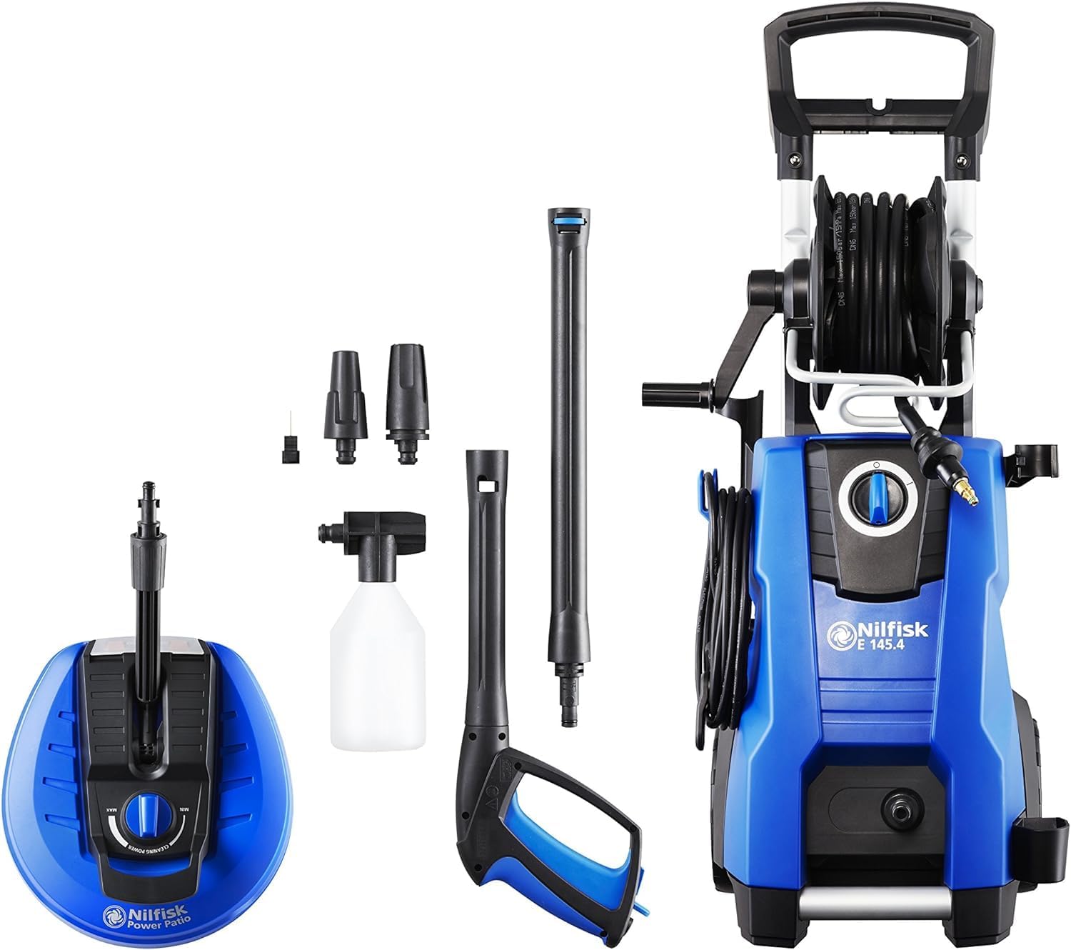 Nettoyeur Haute Pression E 145 Bars + Nettoyeur de Terrasse avec Régulateur de Pression + Pulvérisateur de Mousse (2100 W) 128471193 E145.4 + Power Patio
