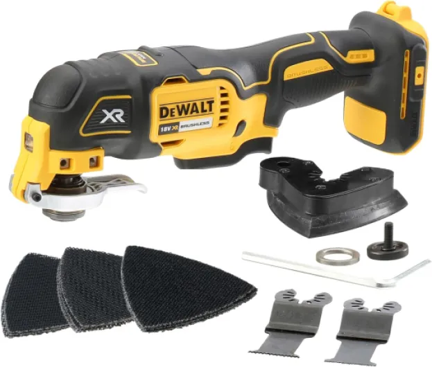Outil multifonction oscillant sans fil Brushless XR 18V, inclus jeu d'accessoires de Coupe et de Ponçage de 29 pièces, DCS355N-XJ Unique
