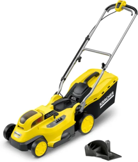 18 V Tondeuse à Gazon sans Fil LMO 18-36, Largeur de Coupe : 36 cm, Hauteur de Coupe Réglable : 30-70 mm, Bac de Ramassage : 45 L, nécessite la Batterie Kärcher 18 V, Batterie non Incluse Ensemble complet