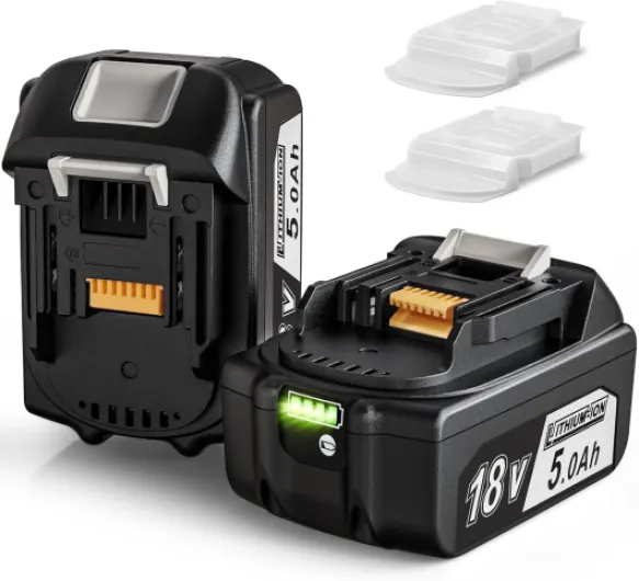 2X Quantrex Replacement 18V 5.0Ah pour Makita Batterie BL1850B BL1860 BL1860B BL1850 BL1840B BL1840 LXT-400 avec indicateur LED avec Couvercle 5.0Ah*2