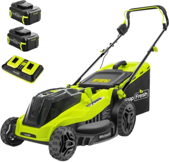 Tondeuse à Gazon sans Fil Poussée 40V, Largeur de Coupe de 38 cm, Bac de Ramassage 42L, pour Pelouses jusqu'à 500m², avec Deux Batteries 4,0Ah et Un Chargeur, Moteur sans Balais