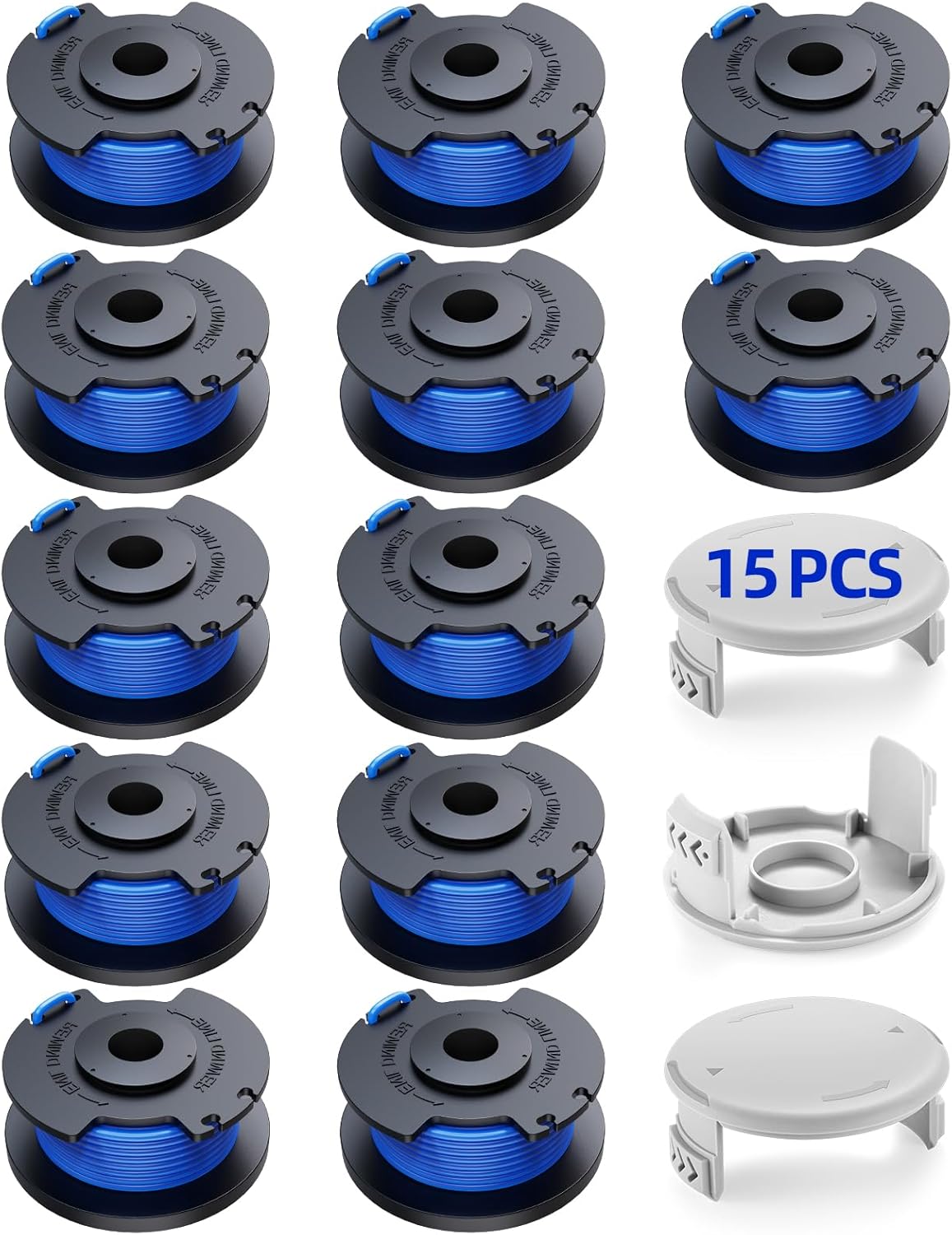 YWTESCH 15 Bobine Fil Coupe Bordure Convient pour Ryobi One +18v 24v 40v Coupe Bordures, *Ø1.65 cm*3.4m Longueur AC14RL3A Remplacements Coupe Bordure(12 Fil Coupe Bordure,3 Couvercle)