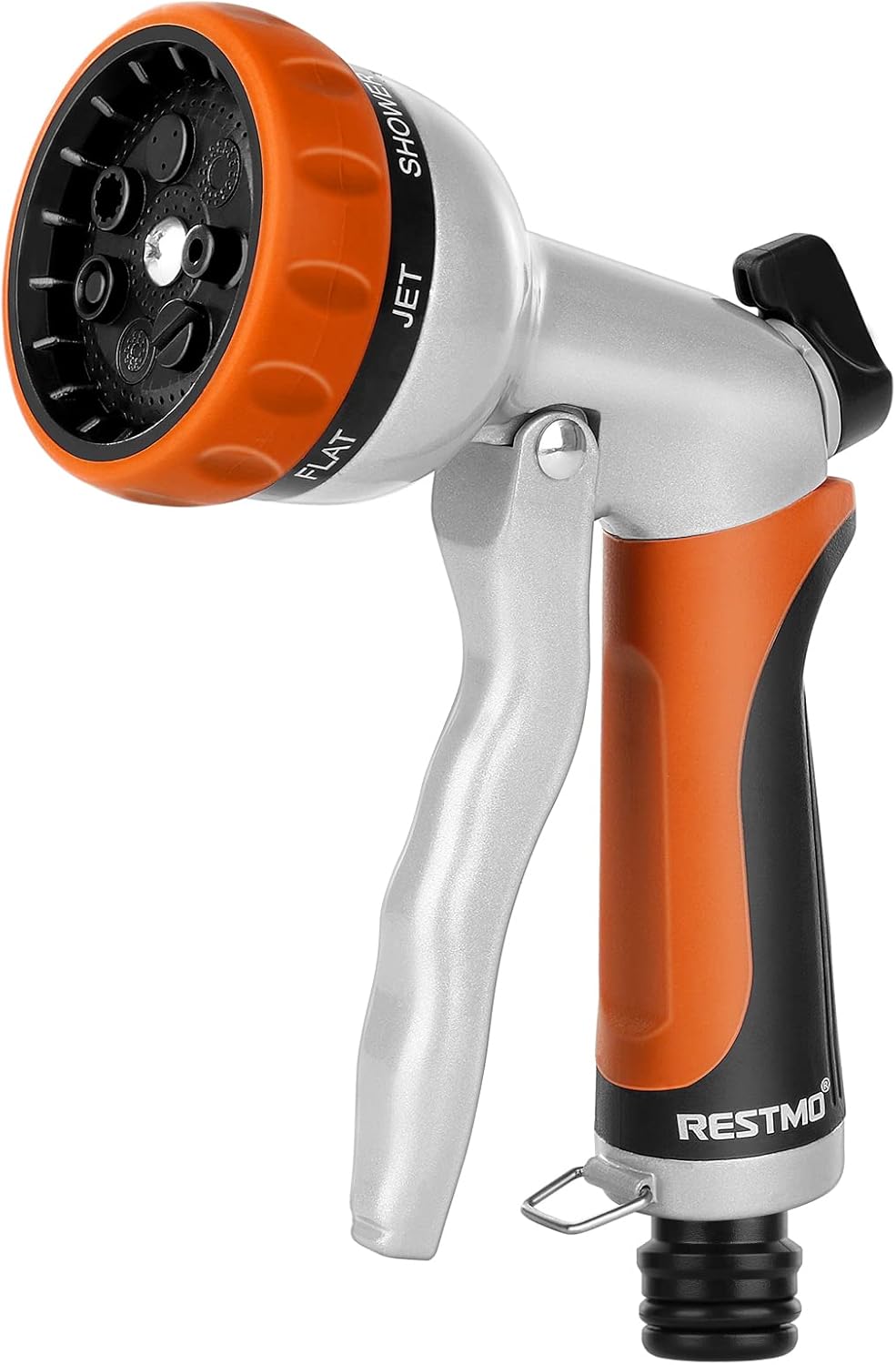 Pistolet d'arrosage de Jardin, Métal Pulvérisateur de Tuyau, 7 Modèles Pistolet avec Débit d'eau Réglable pour Lavage de Voiture & Cour, Arroser Plantes & Pelouse- Orange