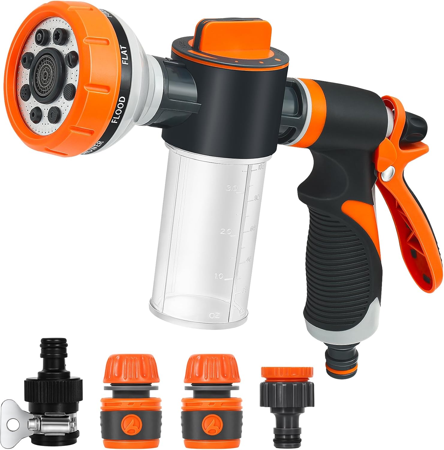 Pistolet d'arrosage, Pulvérisateur de Jardin, 8 Modes d'Arrosage Pistolet Arrosoir avec 4 Interface pour le Lavage des Voitures, les Jardins, les Plantes, les Animaux domestiques