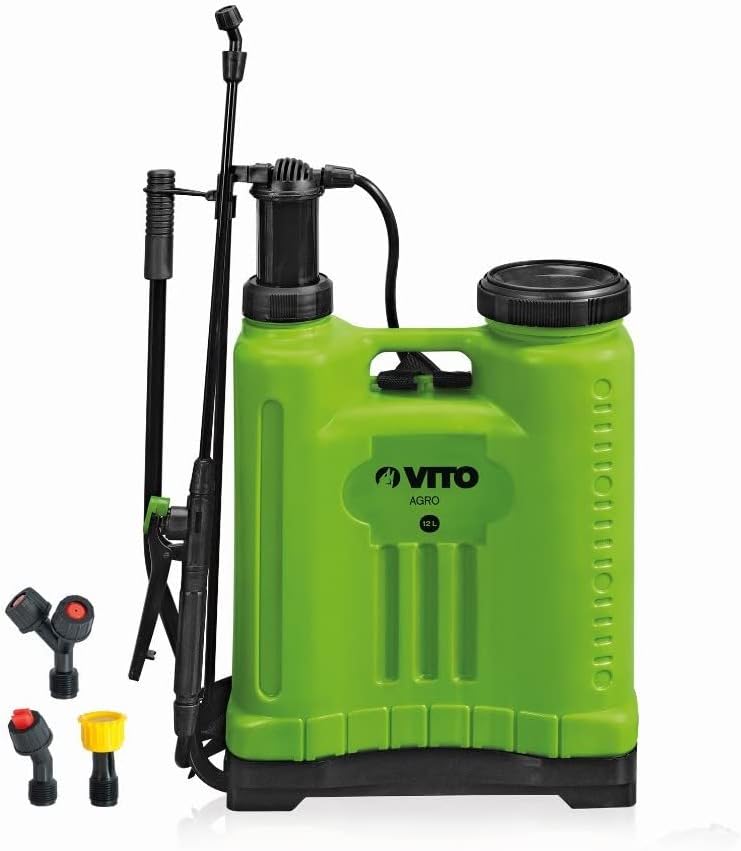 Pulvérisateur à Dos 12L Pression Manuelle Spray et Jet Végetaux et Jardins Accessoires 3 Buses