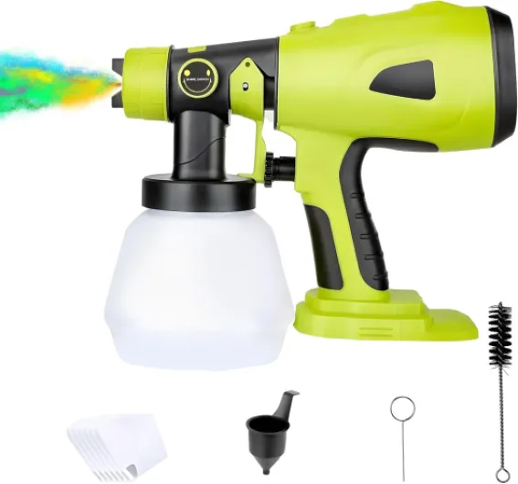 Pulvérisateur de Peinture sans Fil Ryobi 18 V - Pistolet Électrique HVLP Portable avec 4 Buses et Récipient de 1000 ML pour Murs, Clôtures, Bricolage et Maison pour Ryobi