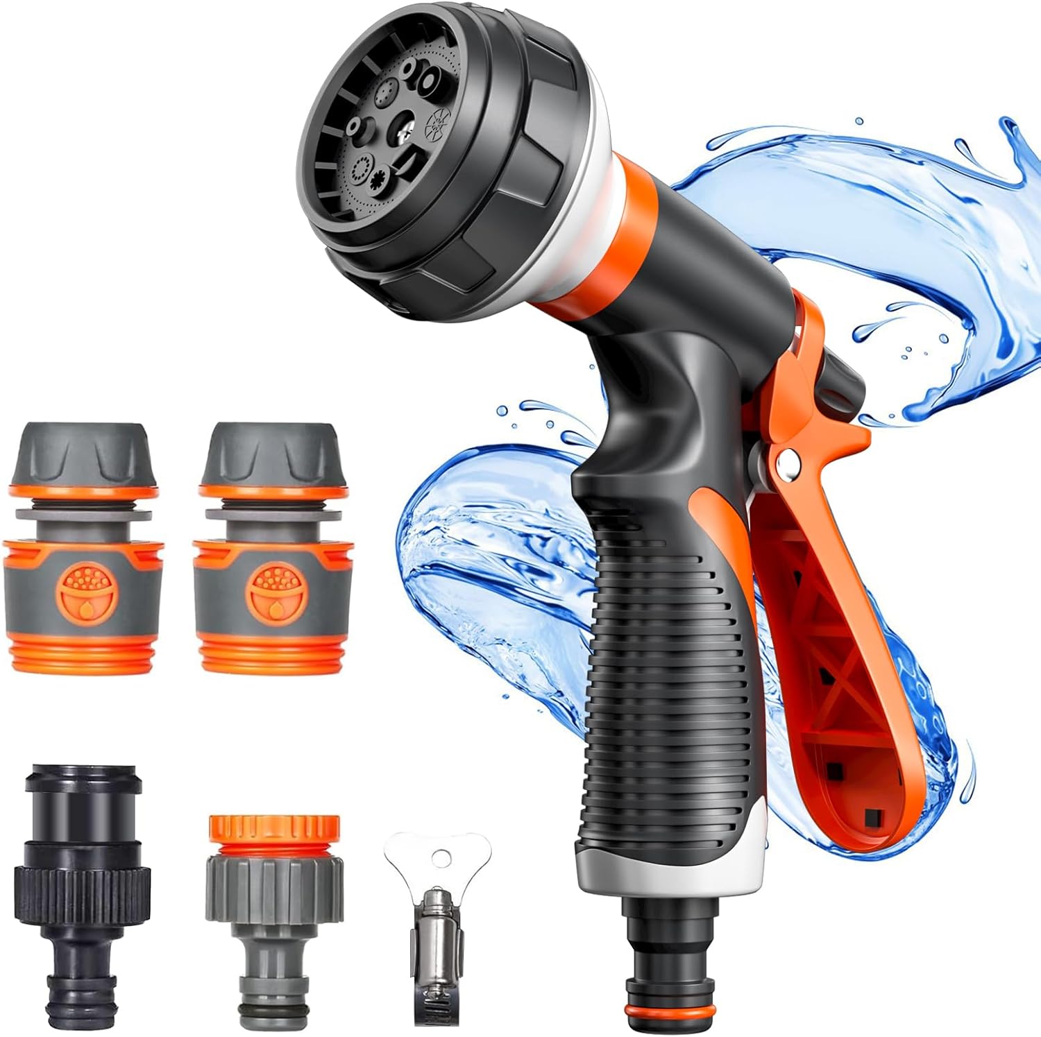 Dalephoric Pistolet Arrosage, Embout Tuyau Jardin, Pistolet Arrosoir Haute Pression 8 Modes D'Arrosage Réglable Avec 4 Interface Pour Le Lavage Des Voitures Jardins Plantes Animaux Domestiques