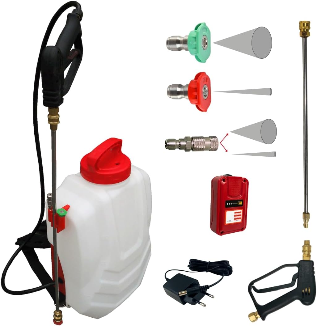FORUM EQUIPEMENT - Pulvérisateur Électrique Dorsal Sprayer Original 15L – Pulvérisateur a dos à Batterie Rechargeable, Débit 180 L/H - 1 Batterie, Blanc et Rouge Dorsal Sprayer - 1 batterie