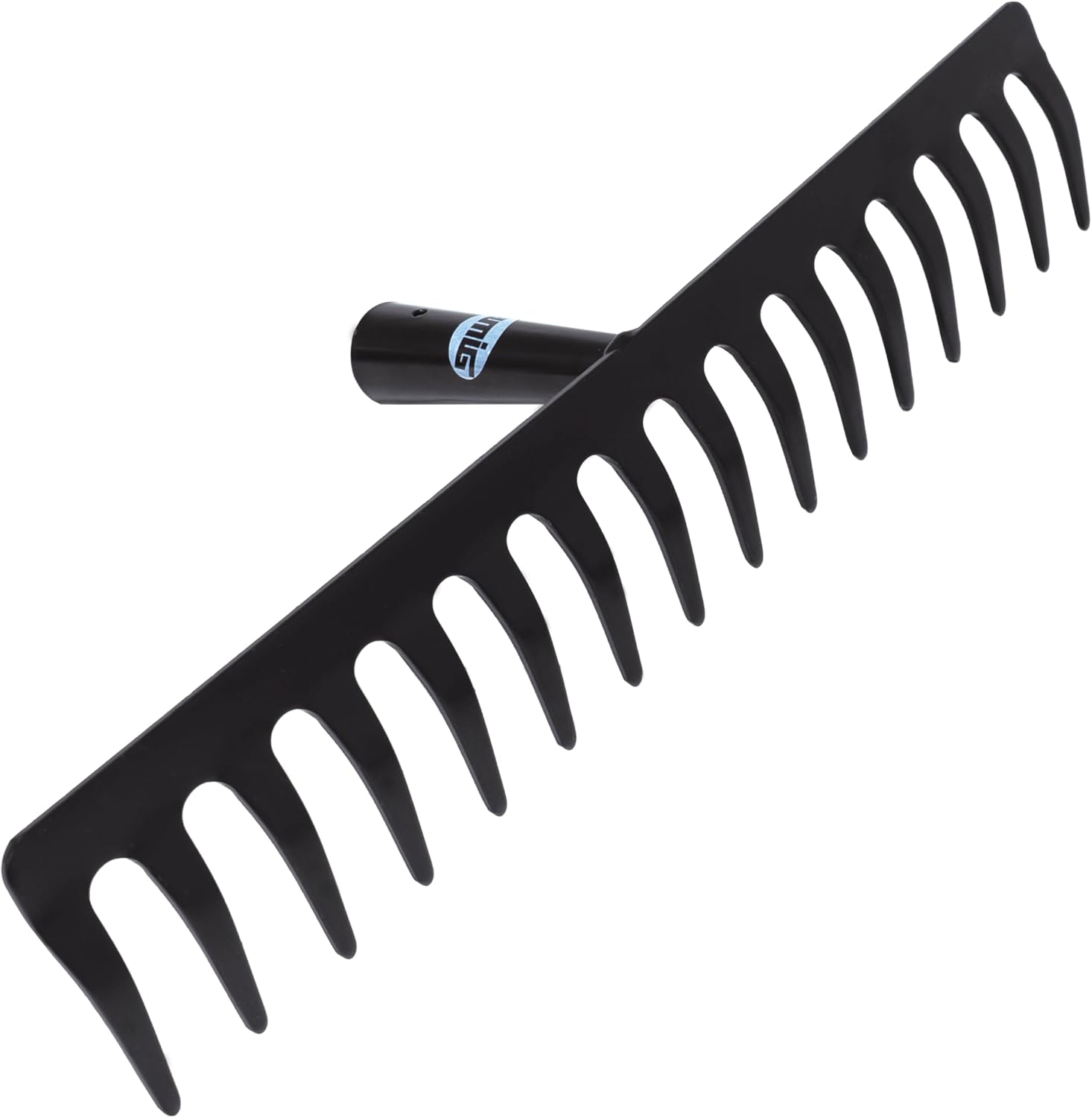 Râteau de jardin - Râteau métallique en acier à 14 dents robustes pour ratisser et travailler la terre - Outils de jardin et de jardin en couleur noire - Dimensions : 350 mm - Noir 350 mm