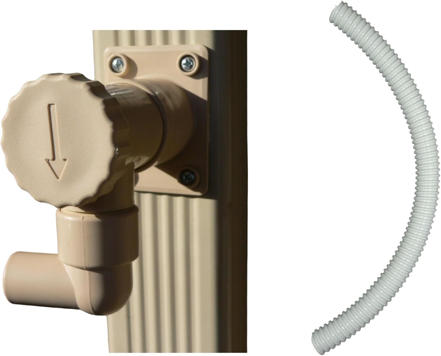 Capt'eau Récupérateur d'eau de Pluie RECTANGULAIRE +60 CM de Tuyau Souple COLLECTEUR D'EAU + 60 CM TUYAU SOUPLE