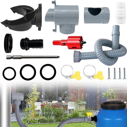 Recuperateur D Eau de Pluie pour Tuyau de Descente Ø 70-110mm, Récupérateur Eau de Pluie pour Toitures Jusqu'à 80 m², Collecteur Eau de Pluie, Récupérateur d'eau avec Accessoires de Montage