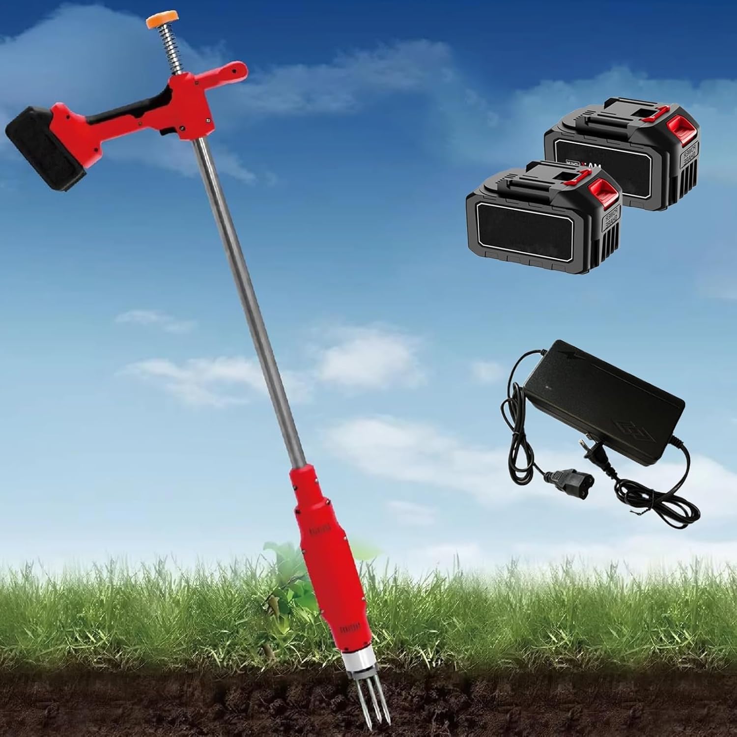YZRDCXM Désherbeur électrique, désherbeur à Main, désherbeur Robuste avec Batterie et 3 Griffes en Acier, Outil de désherbage Manuel for Jardin et pelouse