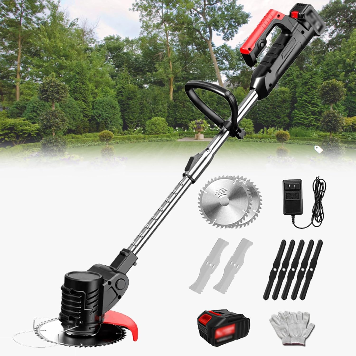 FANYING Tondeuse à Gazon électrique Robot Tondeuse à Gazon rotative désherbeur électrique Rechargeable agricole Maison désherbeur sans Fil Batterie au Lithium 24V,24V/2.0Ah