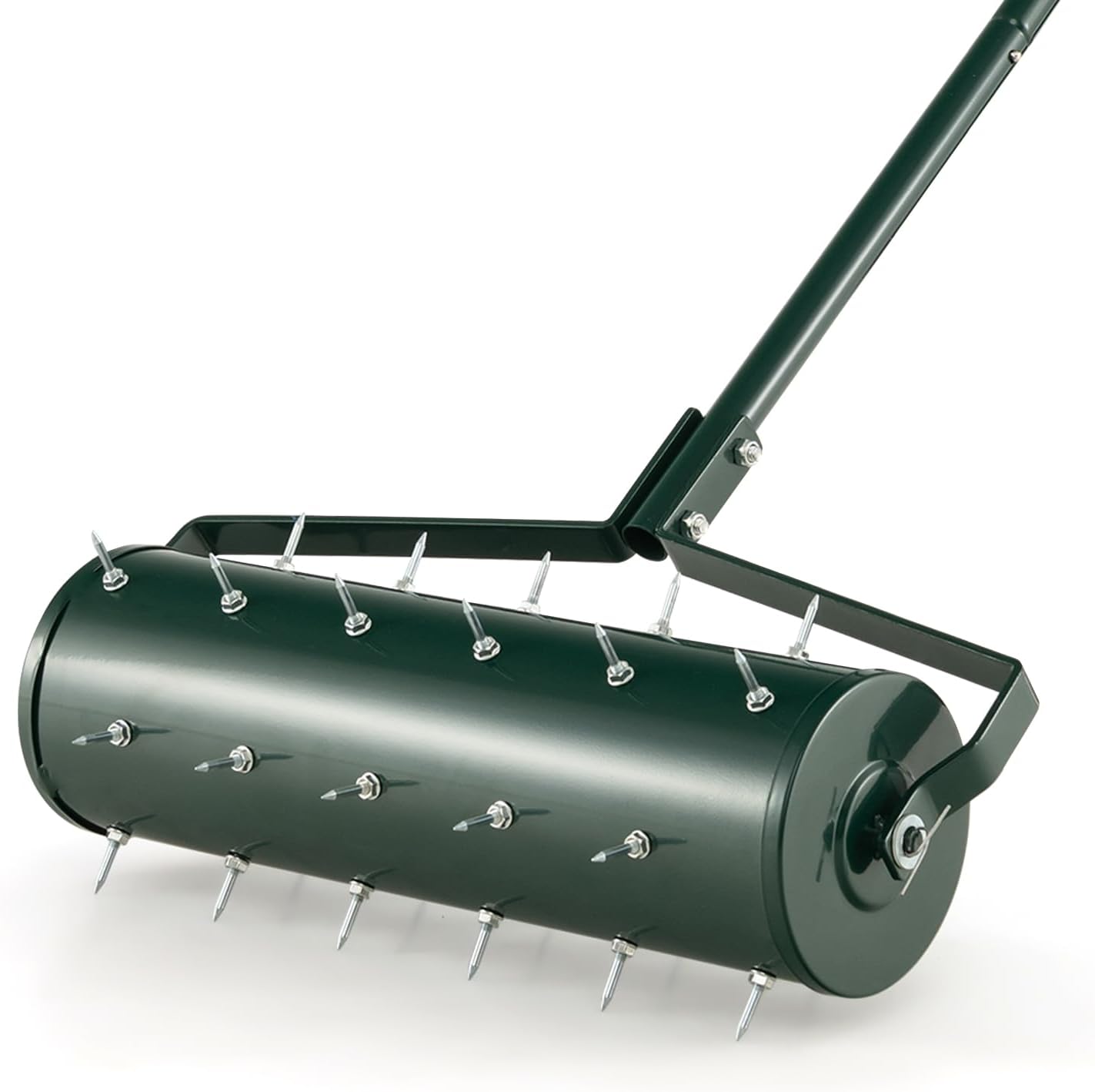 Rouleau Aérateur Gazon, Scarificateur Gazon Manuel, avec Clous et Manche de 3,5 CM, Métal Galvanisé de Qualité Supérieure, pour Pelouse, Jardin, Cour (Vert-53 x 130cm) 53 x 130 cm Vert