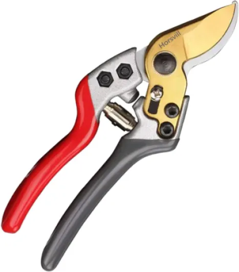 Horsvill Sécateur de jardin, Ciseaux de jardin fabriqués en acier japonais SK4, Secateur de jardin à économie de travail pour la taille des branches épaisses et du bambou (Rouge gris)