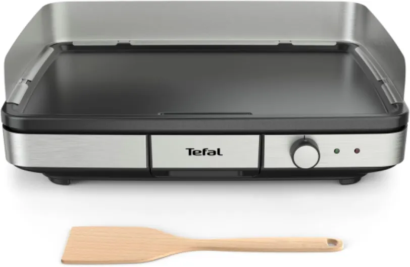 Maxi Plancha électrique extérieur et intérieur format XXL10/12 Personnes avec protection contre les éclaboussures et Thermostat réglable Inox CB690D12