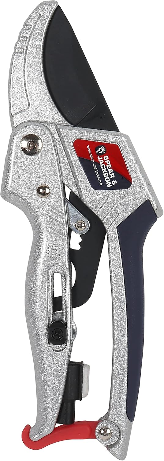Spear & Jackson 56547 SECATEUR A Cremaillere 20 CM avec AIGUISEUR ET Reservoir D'HUILE, Gris 20 CM SECATEUR A CREMAILLERE AVEC RESERVOIR D'HUILE