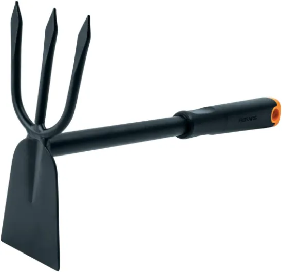 Serfouette panne et fourche, Dents à pointe, Longueur : 30,5 cm, Tête en acier inoxydable, Manche en plastique, Couleurs : Noir/Orange, Ergo, 1027030