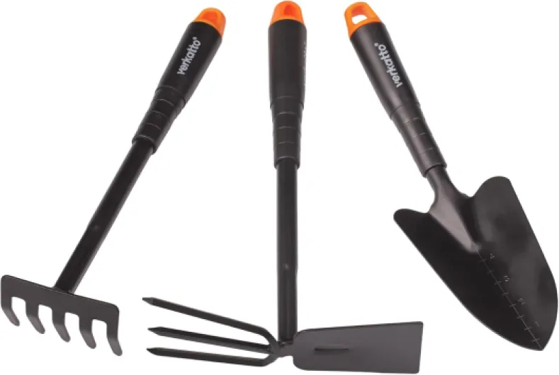 Ensemble de Outils de Jardinage à Main en Acier - 3 Pièces - Transplantoir - Râteaux - Serfouette - Kit de Outils de Jardin pour Creuser Désherber Planter des Plantes et Fleurs