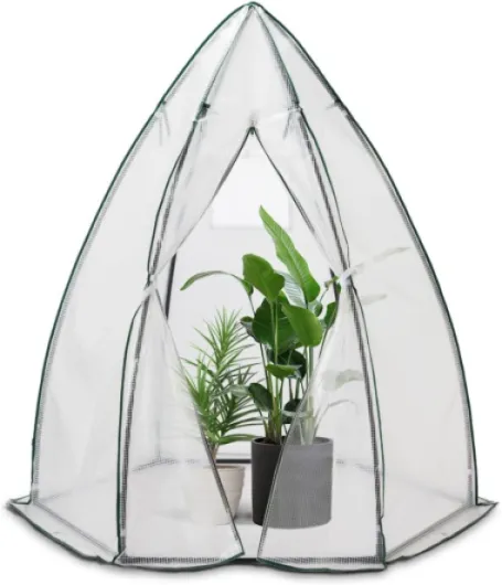 ® Serre de Jardin PE Serre d'Hivernage Dôme pour Légumes Plantes Fleurs Serre Tipi avec Bâche Renforcée 135g/m2 Serre à Tomate pour Balcon et Terrasse Petite Serre de Jardin 160x160x180cm Blanc