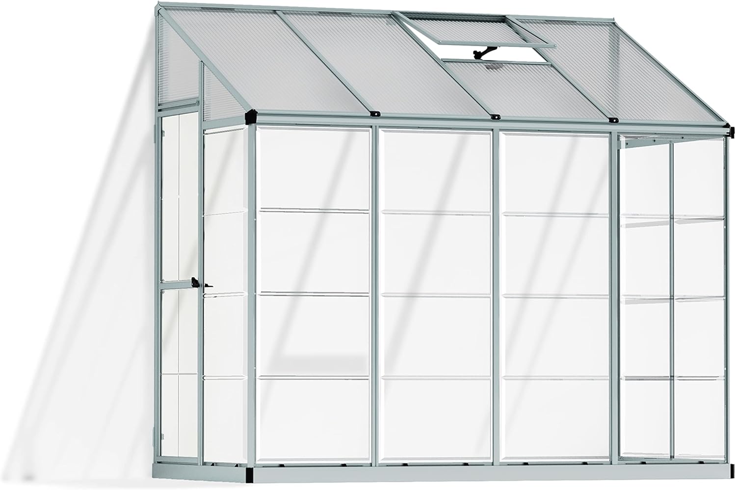 Canopia by Palram serre de jardin Lean To 3m² (argent) Cadre en aluminium, Panneaux en Polycarbonate, Résistant aux UV LEAN TO 8X4