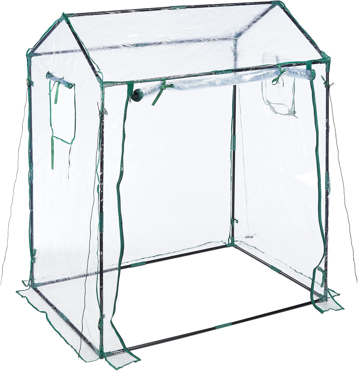 Serre de Jardin avec bâche en PVC, Porte et fenêtres enroulables, HxLxP : 152 x 132 x 92 cm, Transparente