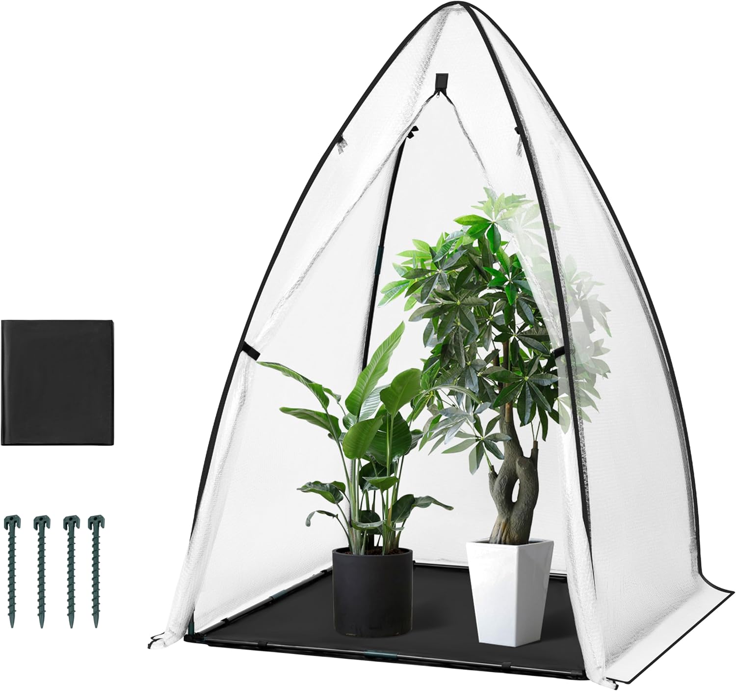 Mini Serre de Jardin, Tente de Protection Contre Le Froid pour Plantes, Serre à tomates translucide pour Protection hivernale, Stable, pour Balcon/Jardin, 120x180 cm, Toile Anti-Froid Noire