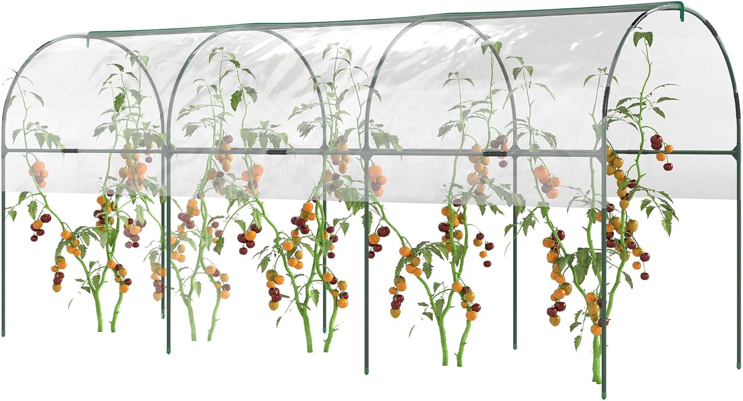 Serre de Jardin, Serre à tomates, bâche renforcée, châssis en Acier, pour légumes Plantes Fleurs, pour extérieur, 400 x 123 x 171 cm, Transparent 400x123x171cm