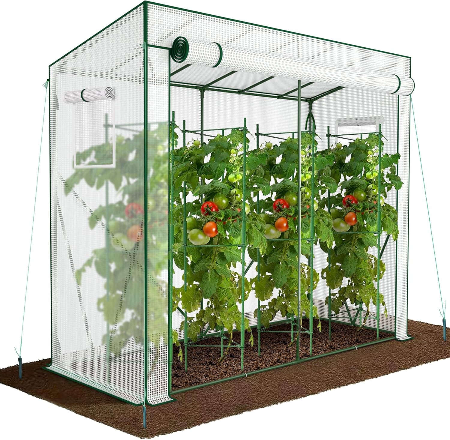 ® Serre de Jardin à Toit Incliné Serre à Tomate avec Grande Porte et 2 Fenêtres pour Légumes Plantes Fleurs Bâche PE Renforcée 135g/m2 Protéger Vos Plantes en Toutes Saisons 200x77x170cm Blanc Blanc 200x77x170cm