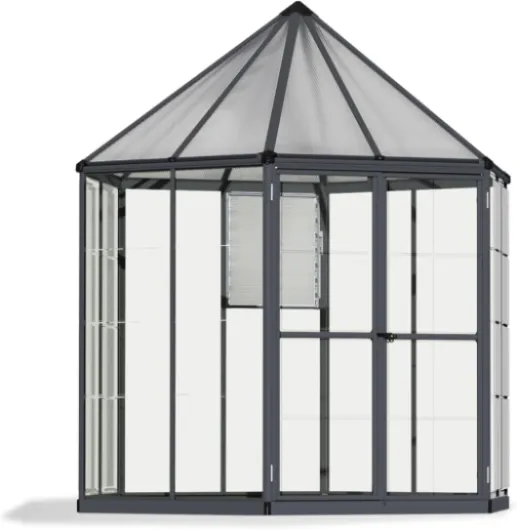 Canopia by Palram serre de jardin Oasis To 5.3m² (Gris) Cadre en aluminium, Panneaux en Polycarbonate, Résistant aux UV OASIS HEXAGONAL 3.9m²