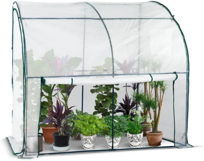 ® Serre de Jardin en Toutes Saisons d'hivernage Murale Adossée pour Légumes Plantes Fleurs Adossée avec Bâche PE 135g/m2 a Tomate pour Balcon Terrase Jardin 200x100x180cm Blanc Blanc 200x100x180cm