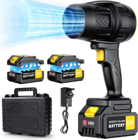 Souffleurs de Feuilles, 543 m³/h, Souffleur de Feuilles sans Fill avec 2 Batteries de 3,0 Ah, 40000 RPM, Vitesse Variable, Souffleuse à Poussière électrique pour Feuilles, Neige et Poussière