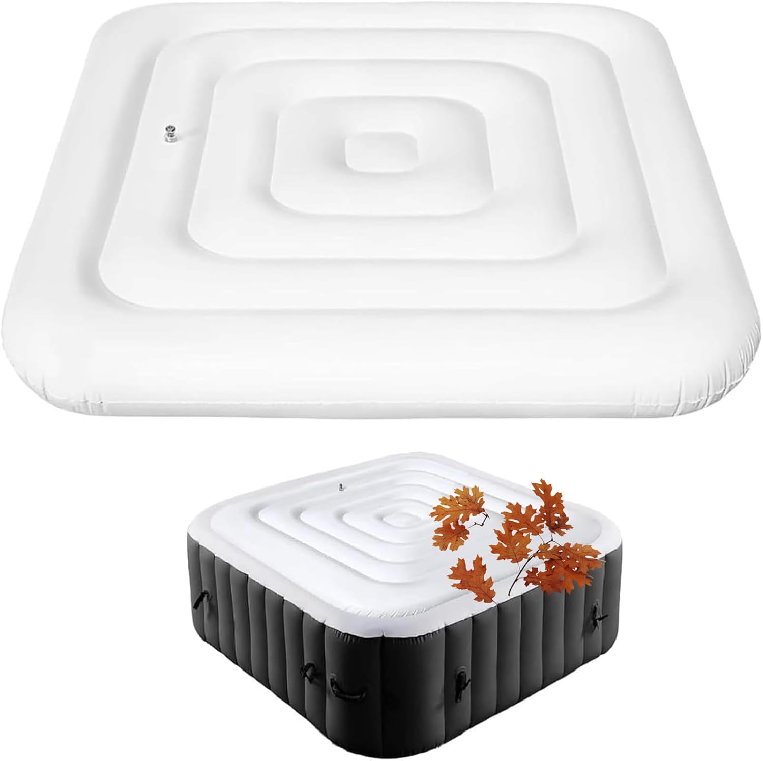 Couverture de Spa Gonflable Ronde d'énergie Couvercle isolé pour Spa, avec Valve de gonflage et de dégonflage Rapide et Facile 145 cm/165 cm - Carré Square 165cm