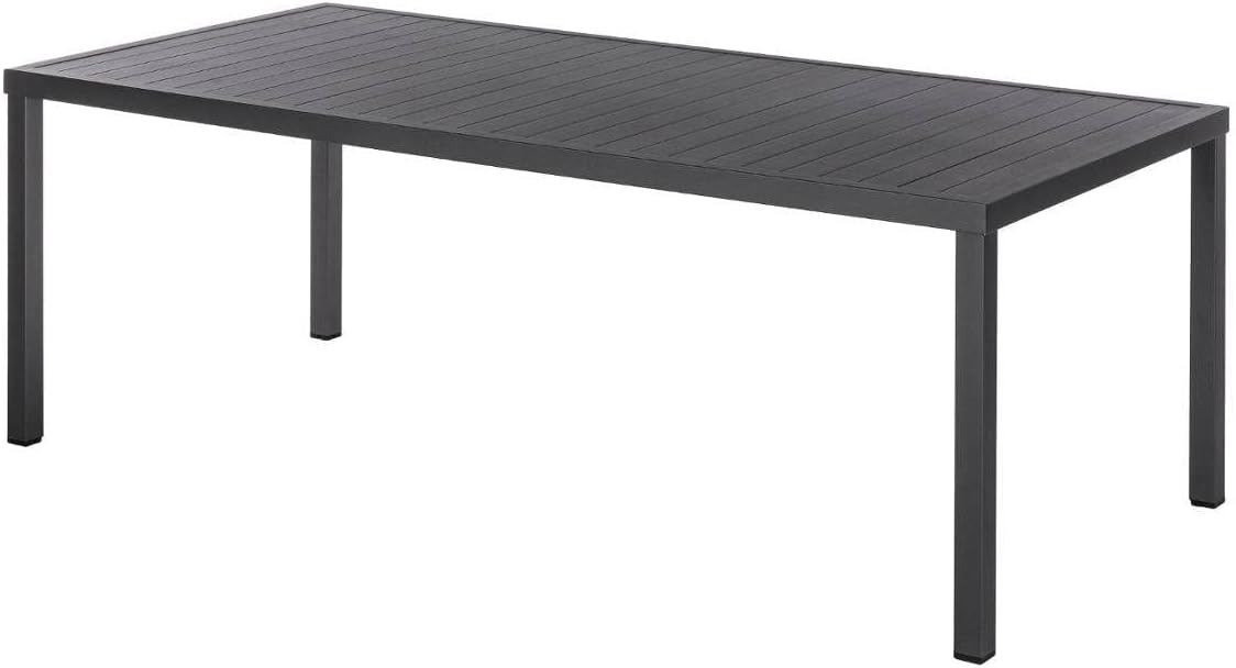 Table de Jardin Rectangulaire Piazza Gris Graphite - 8 Places - Aluminium Traité Epoxy Antirouille
