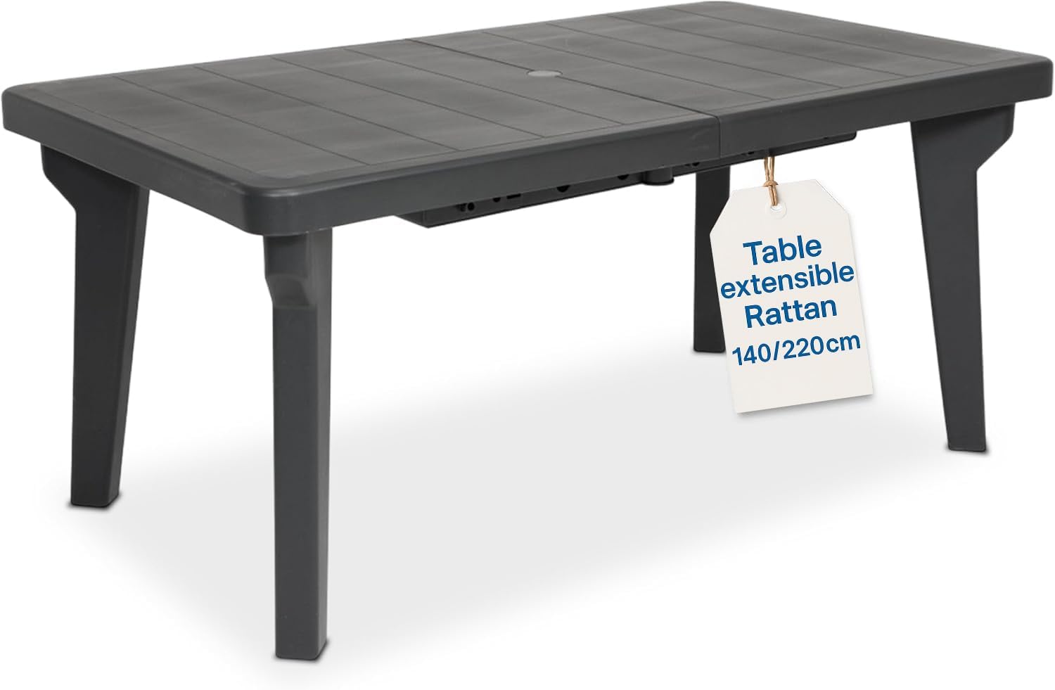 Table de jardin extensible en plastique Berg160/220 x 90 x 74h cm - Table d'extérieur avec rallonge (new anthracite)