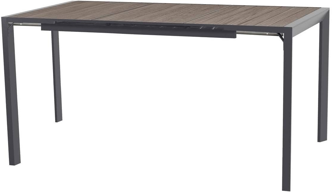 Table Haute de Jardin Extensible Evasion Gris Graphite - 8 Places - Aluminium Traité Epoxy Antirouille