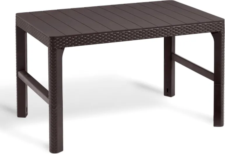 Keter Lyon table de jardin élégante, 2 en 1, résistante aux intempéries, marron, 116 x 71 cm, réglable en hauteur, balcon et terrasse, robuste et durable