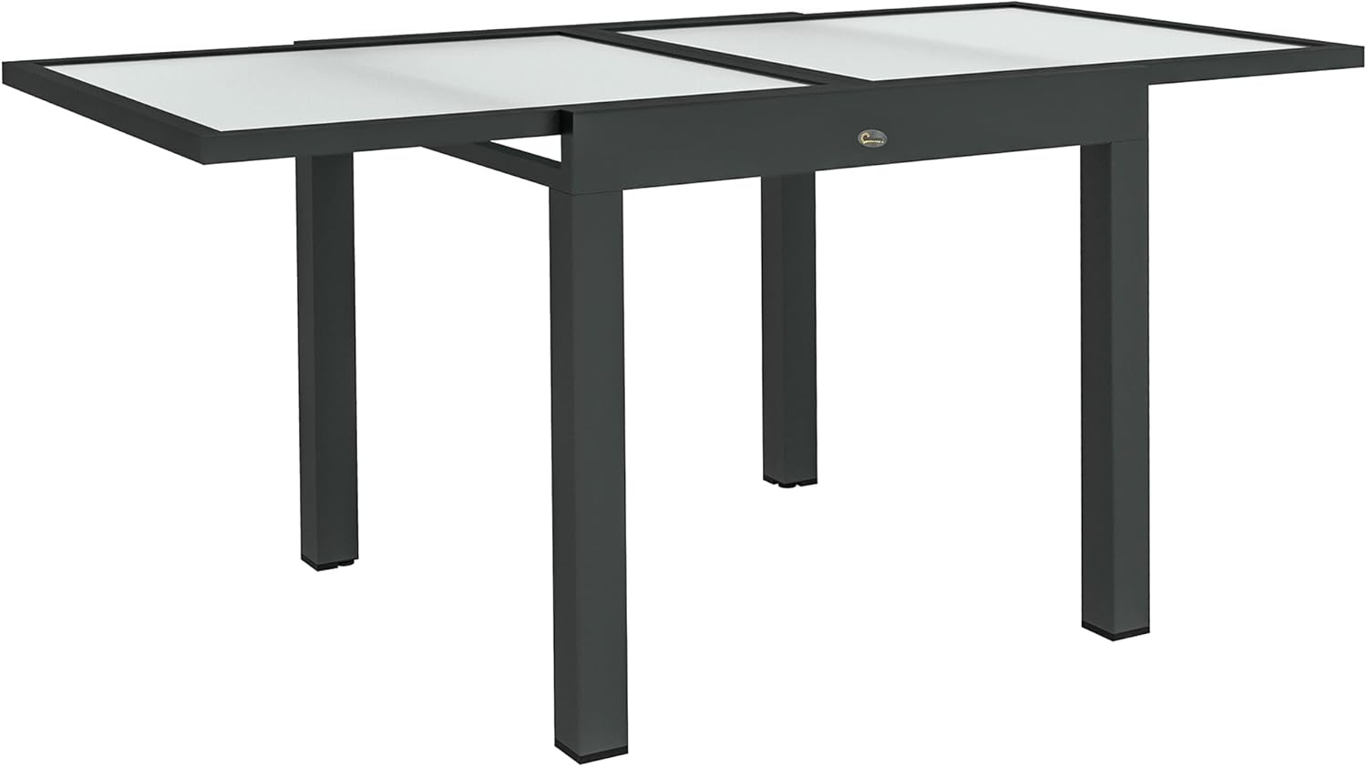Table Extensible de Jardin Grande Taille dim - dépliées 160 x 80 x 75 cm foncé Plateau Verre trempé Transparent Aluminium Gris