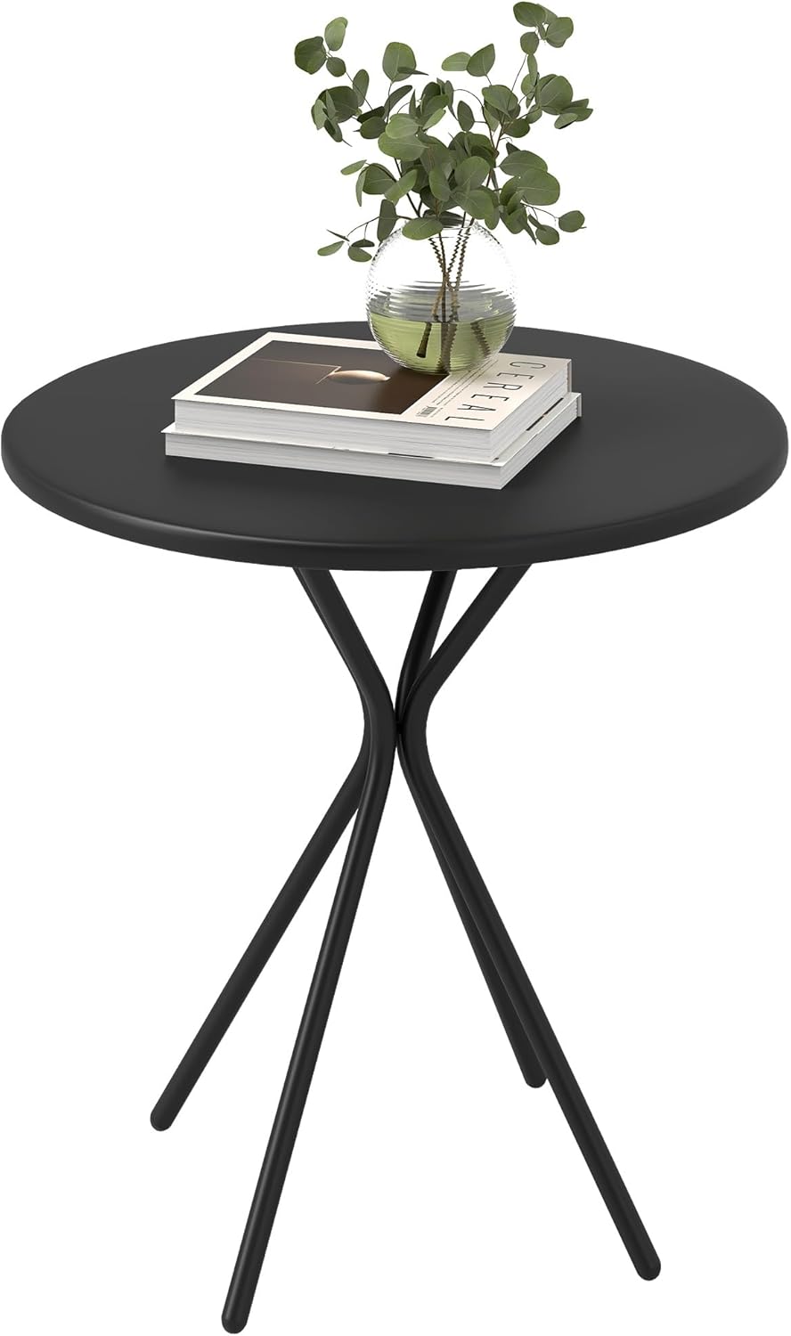 Table de Jardin Ronde Ø 60 cm, Table de terrasse Cadre en Acier, Charge de 50 kg, pour intérieur et extérieur, pour Balcon, Porche, Noir