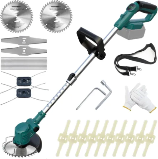 Débroussailleuse électrique sans Fil, Coupe Bordure sans Fil Compatible avec Les Batteries Makita, débroussailleuses avec 4 Lames pour tondre Les pelouses et Les arbustes (sans Batterie) Bleu