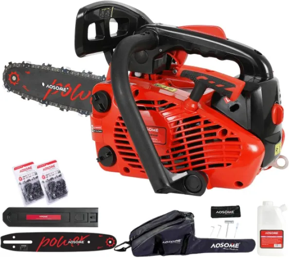 Tronçonneuse Elagueuse Thermique, con Moteur à Essence 25,4 cm³, 1,2 CV, Guide 25 cm, 2 Chaînes de 10"