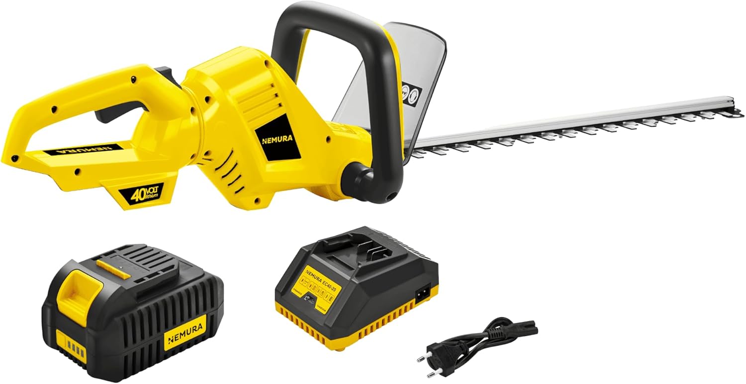 Taille-Haie Électrique 40V 1 Batterie 2Ah Compatible - Longueur de Coupe 56cm - Moteur Brushless - Chargeur Rapide - Appareil sans Fil Confortable - Marque Française