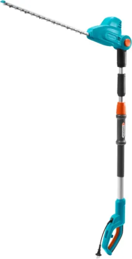 Taille-haies sur perche THS 500/48 sans batterie de Gardena : taille-haies 500 W, 3,5 m de portée, tête inclinable et manche télescopique, lame de 48 cm, butée de protection (8883-20) Jusqu'à 3,5 m