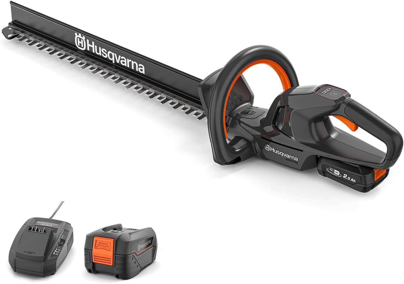 Husqvarna Aspire H50-P4A Taille-Haies sans Fil avec Batterie (18V) et Chargeur, Taille-Haies électrique (Longueur de Lame 50 cm, épaisseur de Branche jusqu'à 23 mm, avec collecteur de déchets)