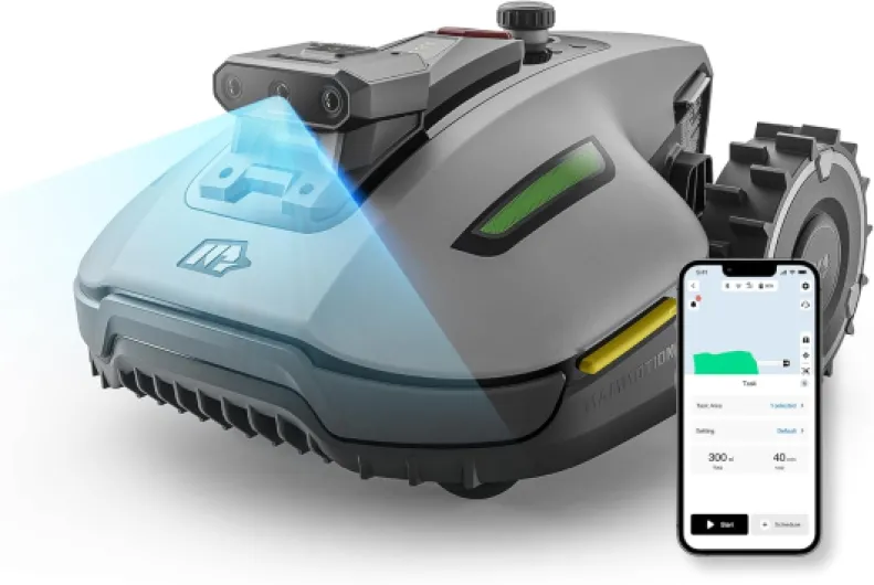 YUKA Mini Vision, Robot Tondeuse Intelligent sans RTK avec Navigation AI Vision à Triple Caméra, Jusqu’à 700 m², Cartographie Automatique, Zéro Câble Périphérique, Pentes à 45%