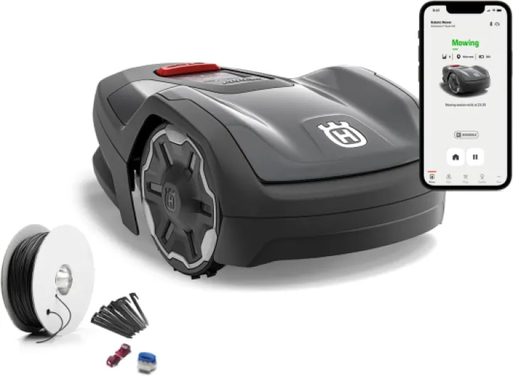 Husqvarna Robot Tondeuse Automower® Aspire™ R4 pour 400 m² de Surface I Tondeuse à Gazon sans Fil Robot contrôle Via l'application Connect (avec Commande vocale, Wi-FI, Bluetooth) avec kit